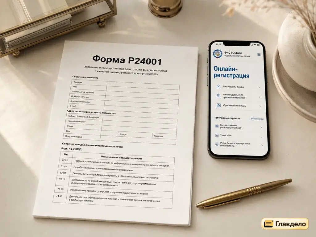 Форма Р24001 для изменения кодов ОКВЭД ИП в 2026 году