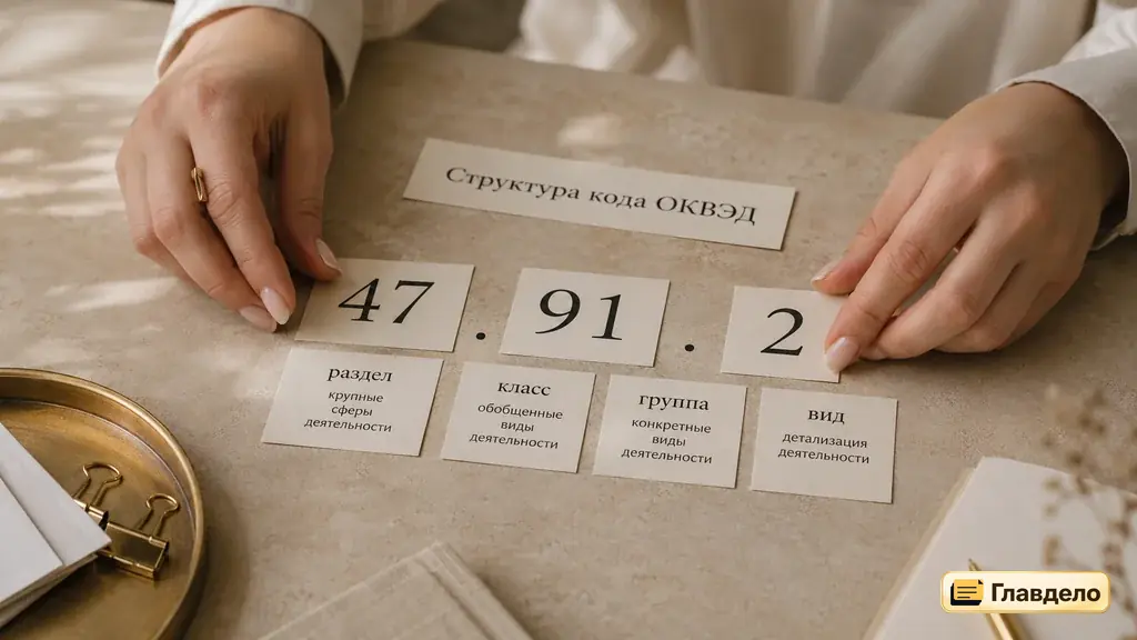 Структура кода ОКВЭД: раздел, класс, группа, вид
