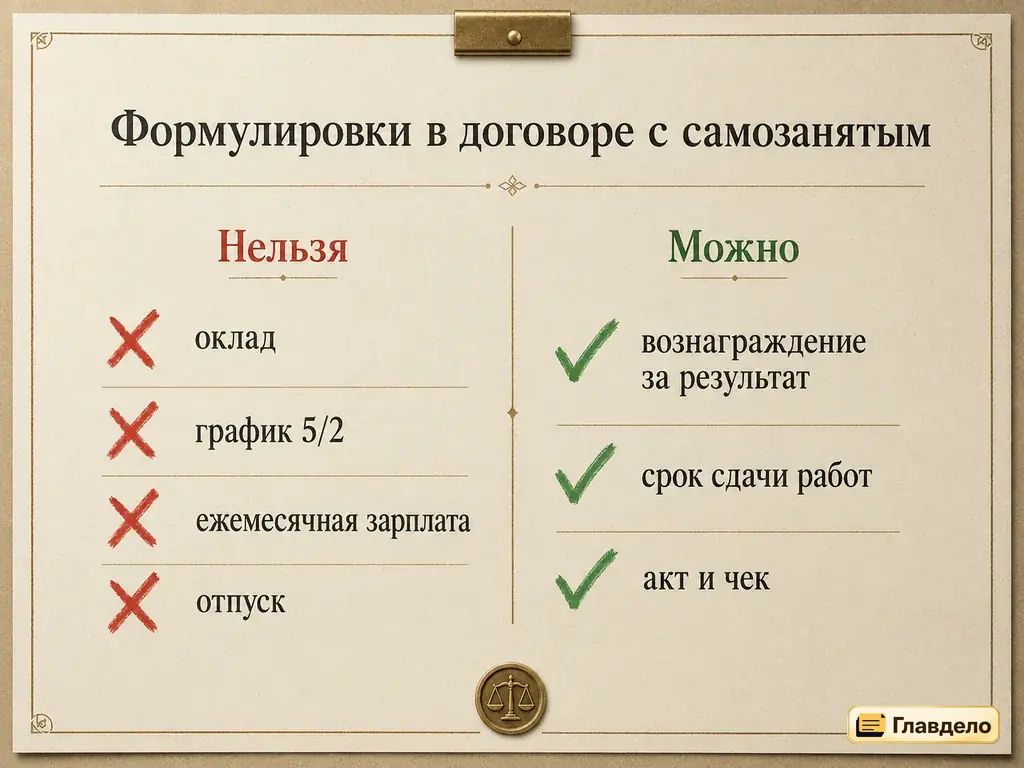 Опасные формулировки в договоре с самозанятым - риск переквалификации в трудовой
