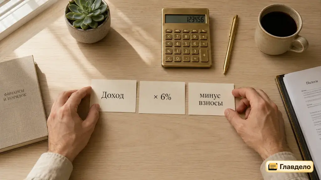 Как считается налог УСН Доходы 6% по шагам